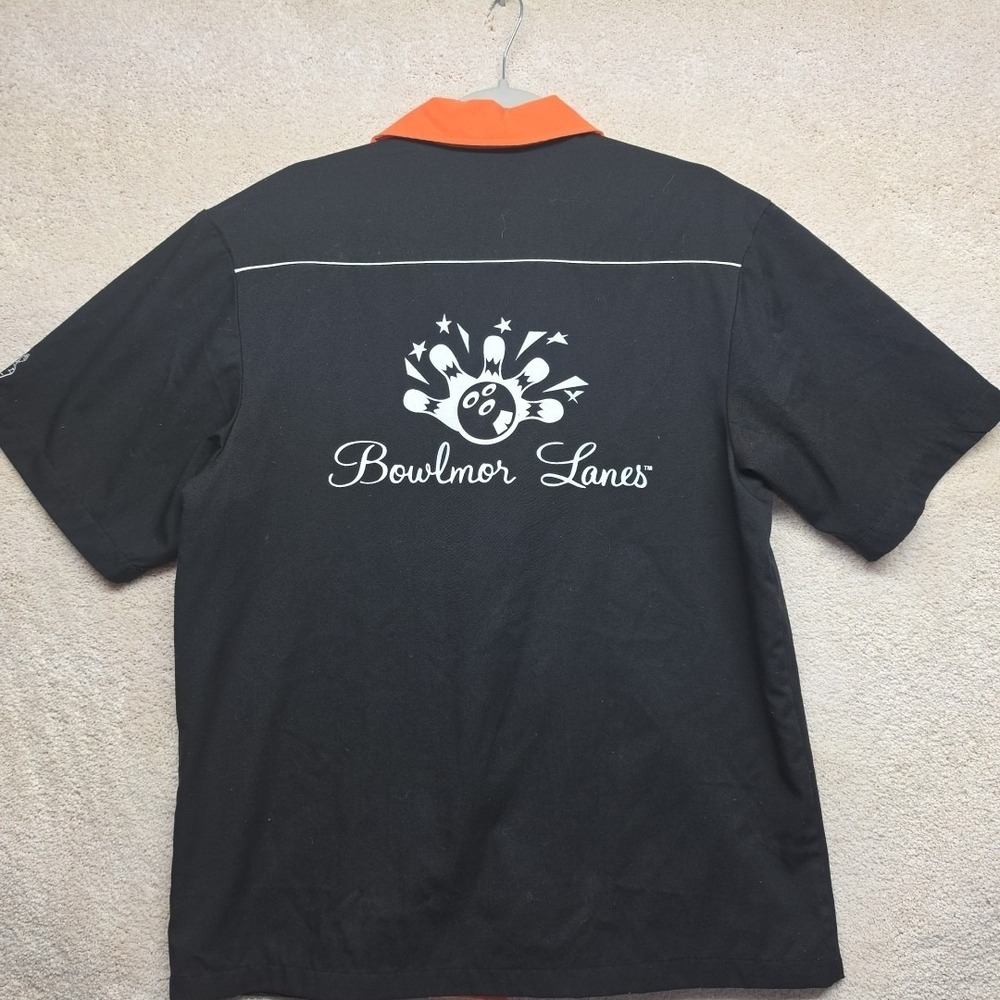 Cruisin USA Bowling Shirt -‎ Orange / Black - SIZE MD - "Bowlmor Lanes" Vintage